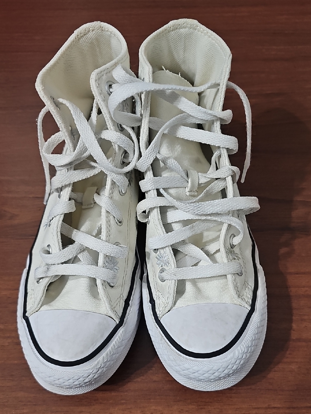 Converse Kids White With Flowers High-Top Canvas Sneakers with Black Trim